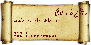 Csóka Ádám névjegykártya